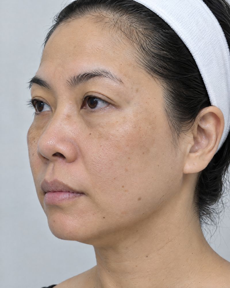 Illustration: the same cheek with lighter, more even tone